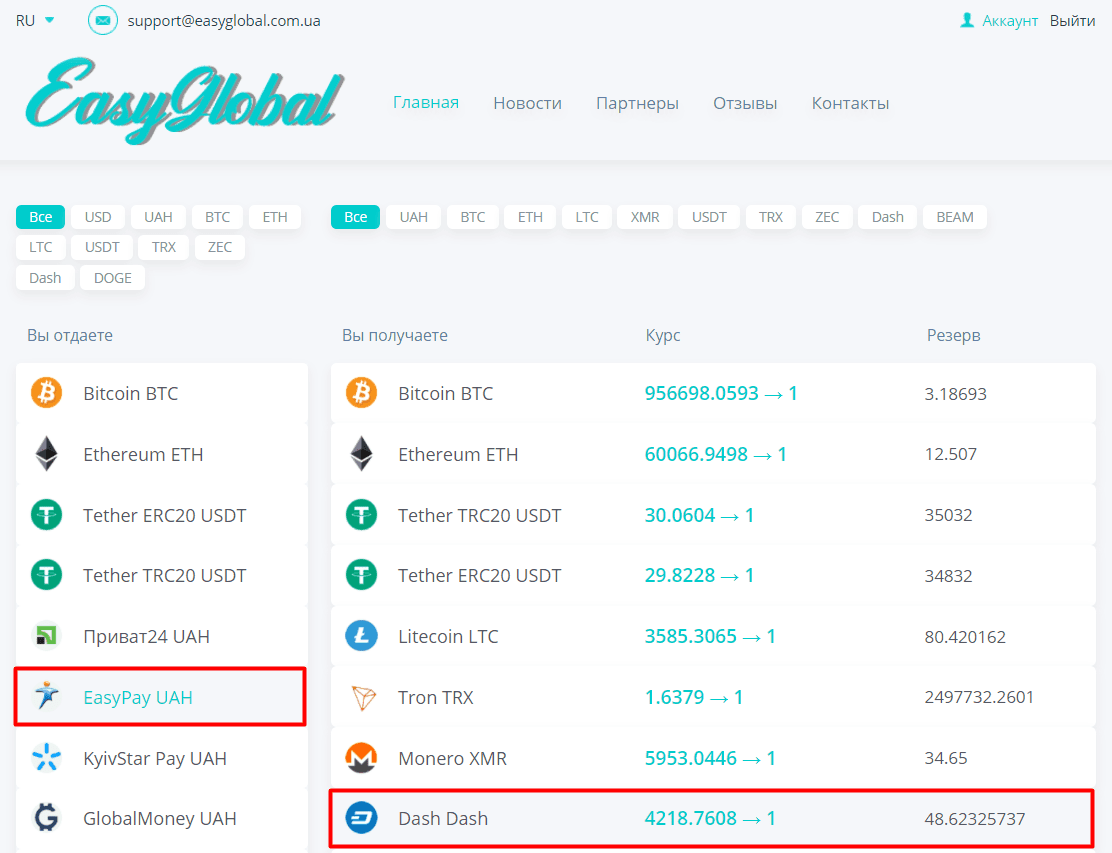How to buy dash for hryvnias through a cryptocurrency exchanger