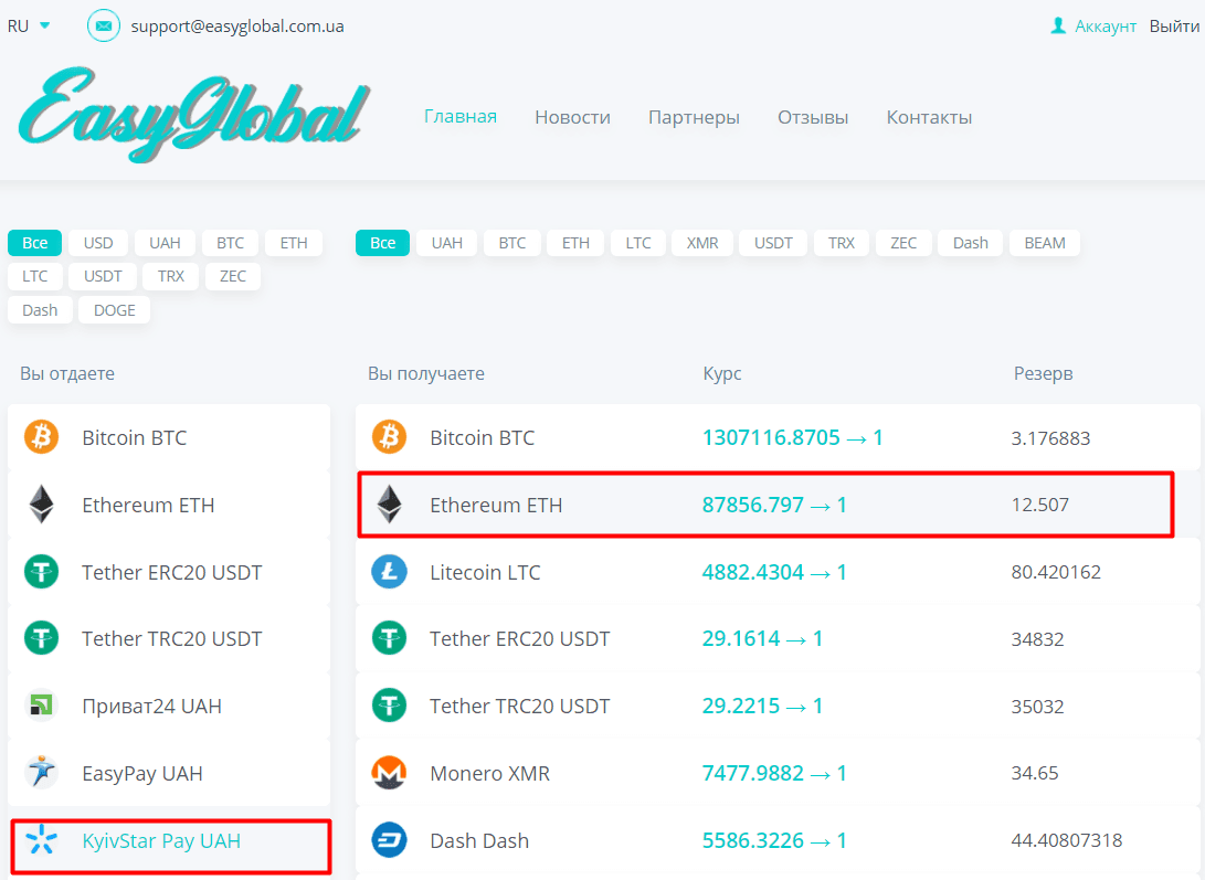 How to buy ethereum via Kyivstar mobile account