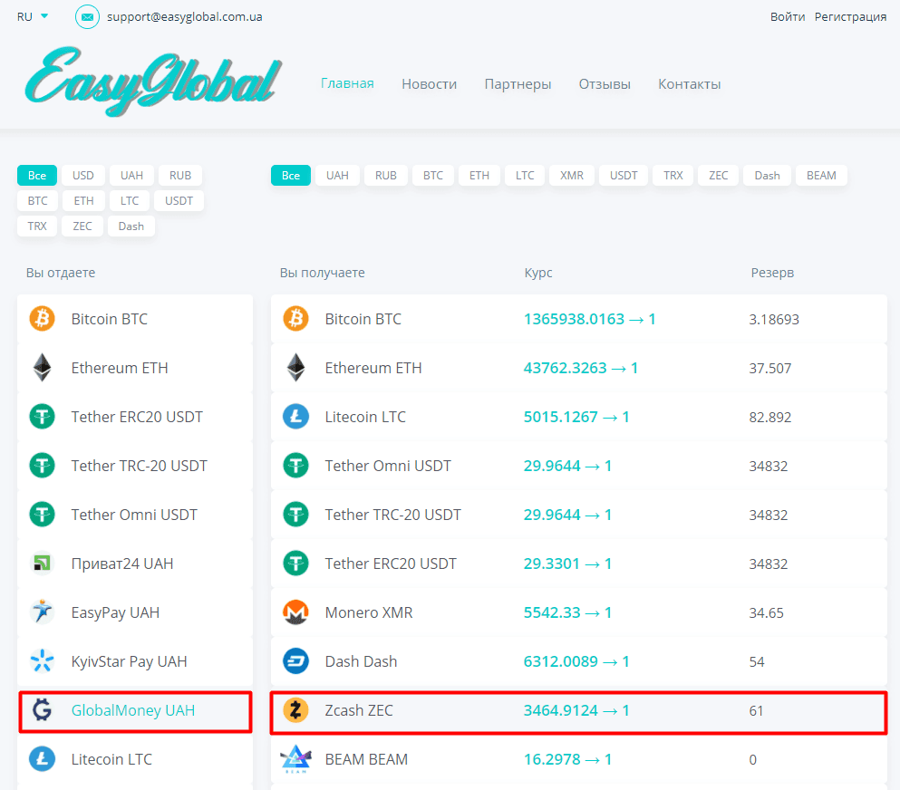 How to buy Zcash via Globalmoney for hryvnia.
